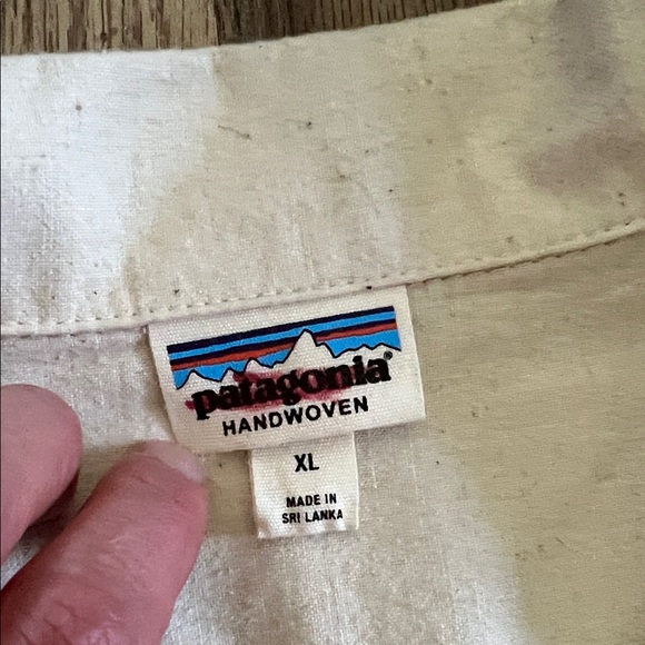Patagonia Men's Handwoven Casual Cream Button Down Shirt XL - Picture 2 of 5